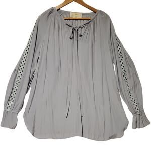Gray Blue Maternity Peasant Tunic Blouse Size M Office Casual Party Lightweight